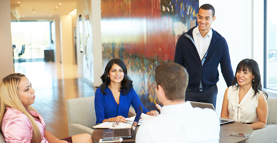 Employees casual meeting 