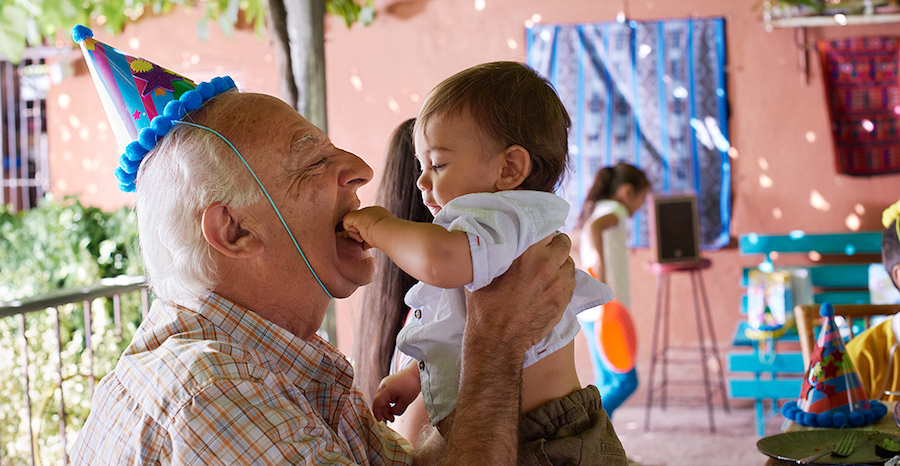 Happy retiree with grandchild